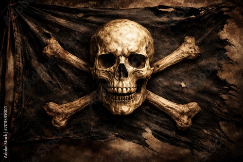 Vintage Pirate Standard Highlighting Skull and Crossbones Design