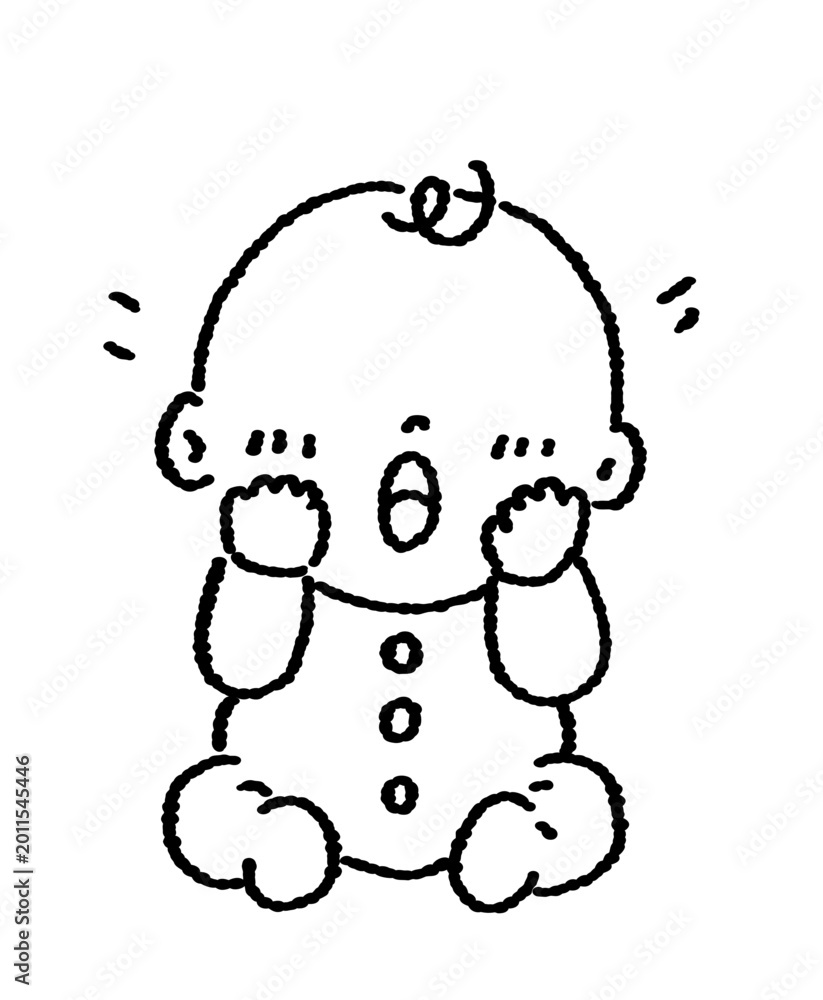 Fototapeta premium Cute Minimalist Baby Line Art Illustration Shouting with Surprised Expression