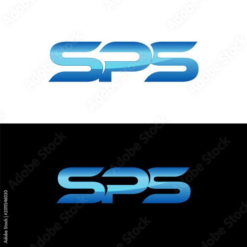 initial letter SPS unique monogram logo blue color