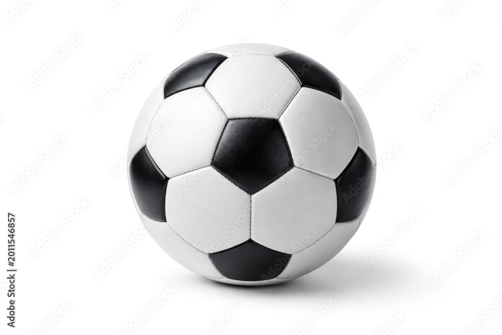 Fototapeta premium Single molded plastic football displayed on a crisp white backdrop
