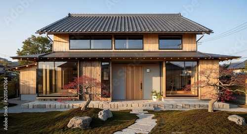 Japanese style house exterior facade