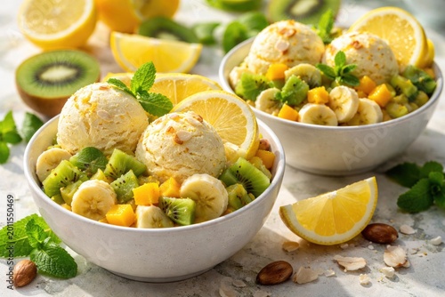 Bright bowls filled with le...