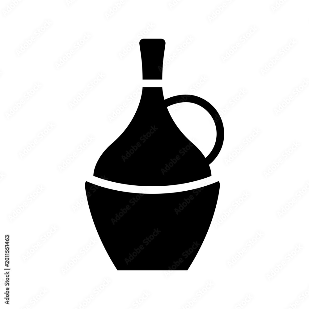 Naklejka premium Wine bottle icon. Food and wine filled symbol. Black and white.