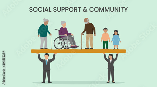 Quadro su tela Social Support and Community: Intergenerational Care and Inclusivity