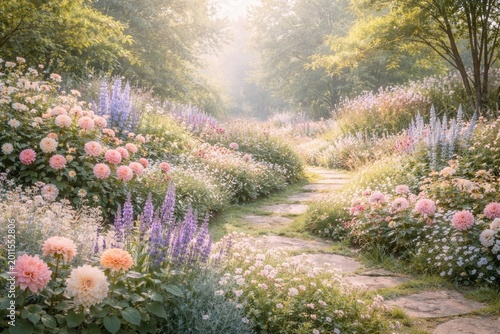 Pastel color garden landsca...