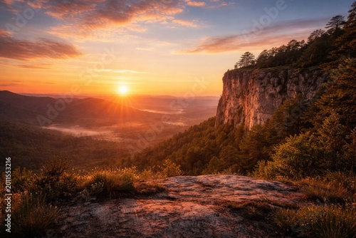 Scenic sunrise featuring gr...