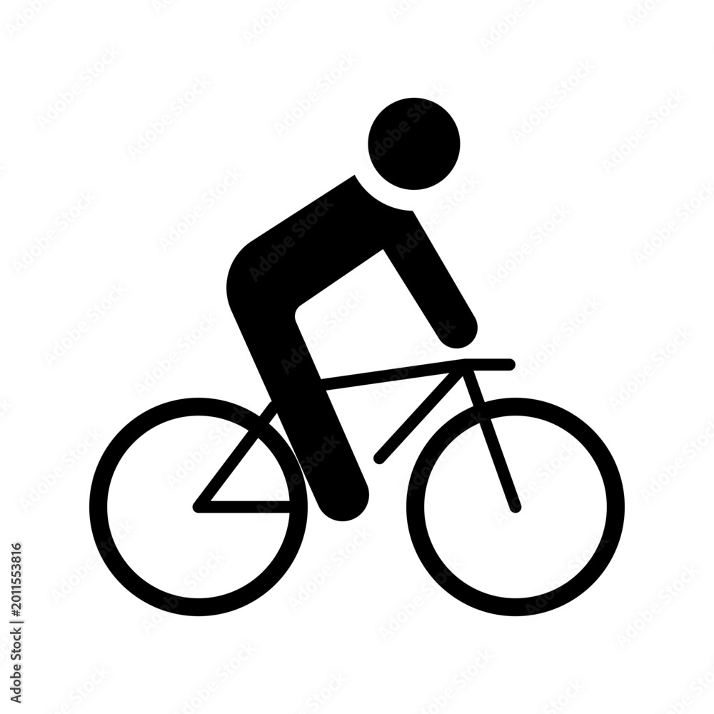 Obraz premium Bicycle rider icon. Transport and cycling filled symbol. Black and white.