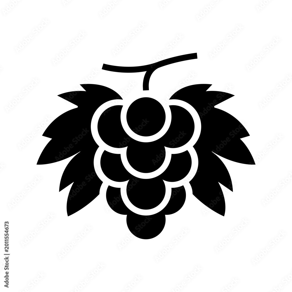 Obraz premium Grape cluster icon. Food and fruit filled symbol. Black and white.