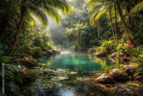 Tropical forest landscape w...