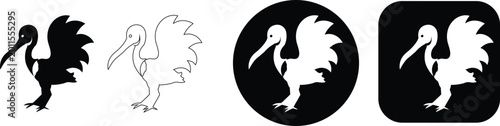 Tableau sur toile Stylized ibis bird in multiple styles and formats wading bird silhouette bird ou