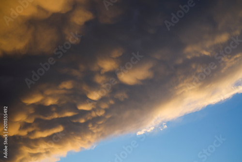 Rare landscape seen in Romania with Mammatus clouds in the sky.