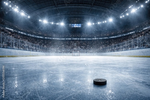 Wintertime hockey arena bac...