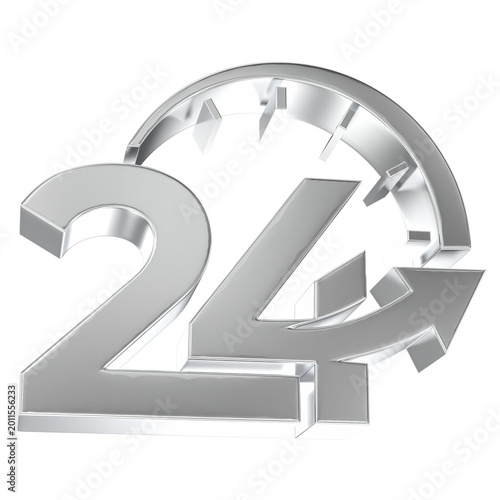 Canvas Print Metallic 3D twenty four hour sign