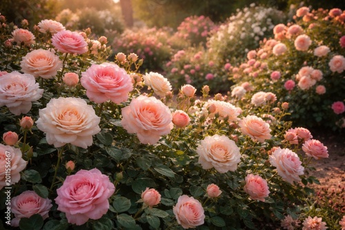 Elegant roses blooming abun...