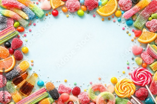 Varied jelly candies placed...