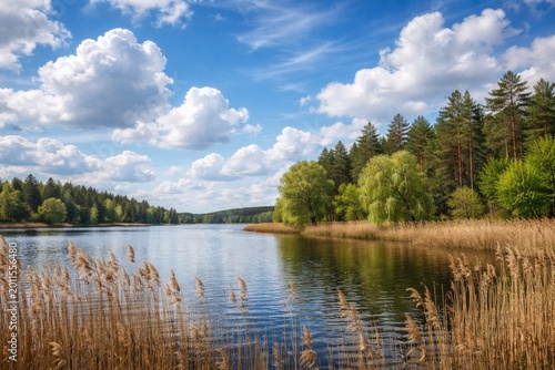 Peaceful blue cloudy sky ab...