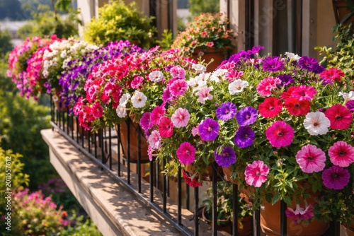 Vibrant petunia flowers gra...