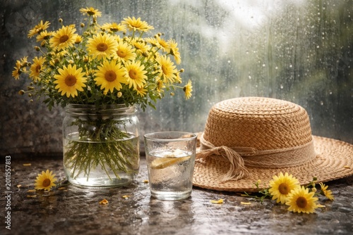 Still life display of yello...