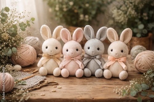 Soft pastel knitted rabbits...
