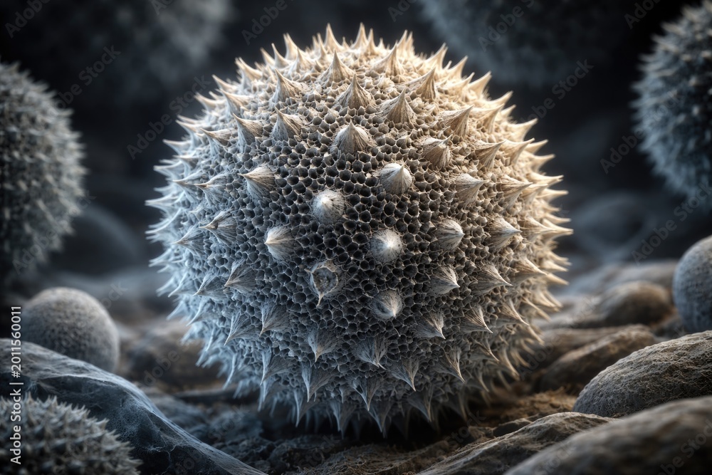 Fototapeta premium Pollen grain ultrastructure revealed through advanced electron microscopy imaging
