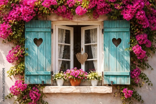 Decorative window with blue...