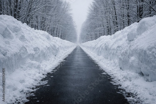 Quiet asphalt path with hig...