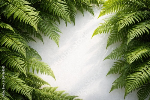 Layered arching fern foliag...
