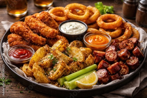 Variety fried appetizer pla...