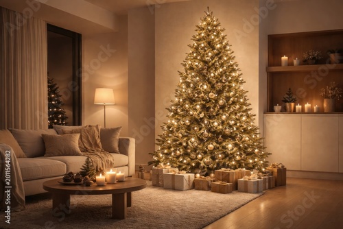 Warm glowing holiday tree w...