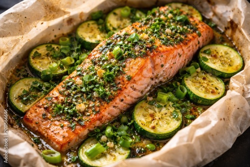 Fresh salmon fillet baked w...