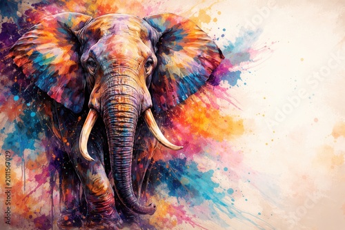 Abstract vibrant elephant d...