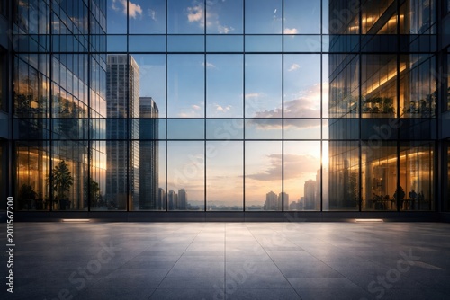 Sleek office building front...