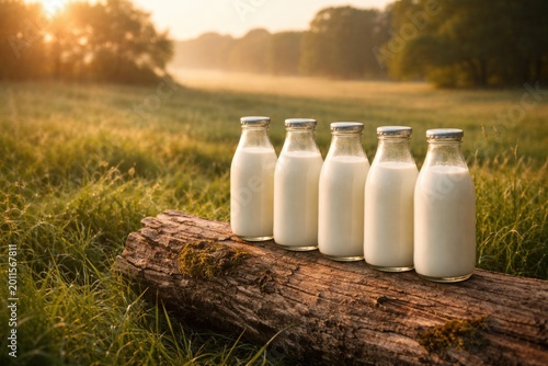 Transparent milk bottles ar...