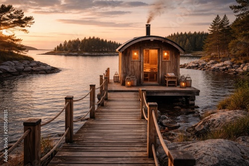 Wooden dock leading to a se...