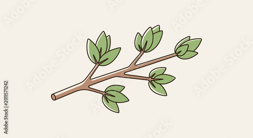 Fotografie Green leaves on a branch.