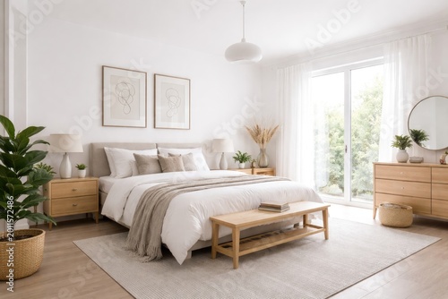 Bright modern bedroom with ...