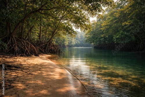 Tranquil river scene featur...