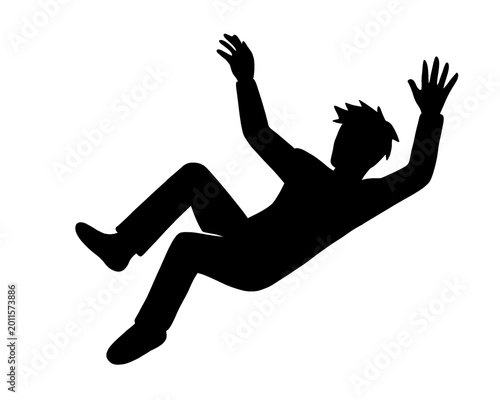 Foto silhouette of a man slipping, vector illustration