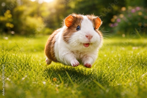 Playful guinea pig running ...