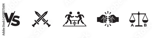 Tableau sur toile Versus Competition and Comparison Icon Set