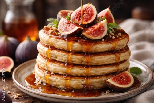 Yummy stack of thick pancak...
