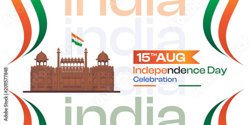 Happy independence day in Hindi, India, Independence day poster, wishes, greetings, banner, backdrop, theme, background, social post, calligraphy, logo for 15 august, Indian, independence day of India