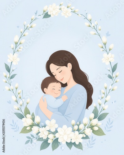 Mother with Child Illustration for Mother s Day