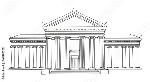 Konstfotografi Classic Building Facade with Columns and Pediment
