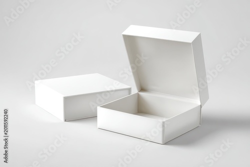 Blank white square gift box with hinged lid â€” 3D illustration for product mockups