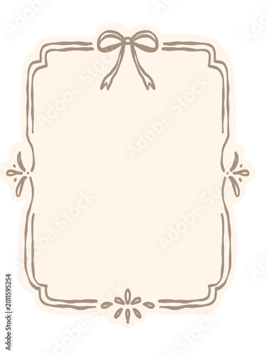 Vintage Hand-Drawn Decorative Frame with Ribbon Bow and Elegant Flourishes for Invitations