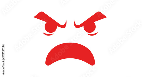 Quadro su tela Angry Face Icon Red Vector Illustration - Frustrated Emotion Symbol