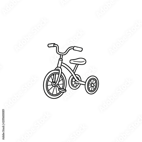 Minimal Tricycle Line Art Vector Illustration Isolated on White Background