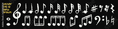 Fotografía Hand drawn music notes set
