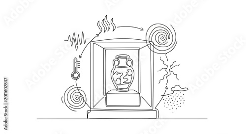 Foto Ancient Artifact Protected from Environmental Elements in Museum Display